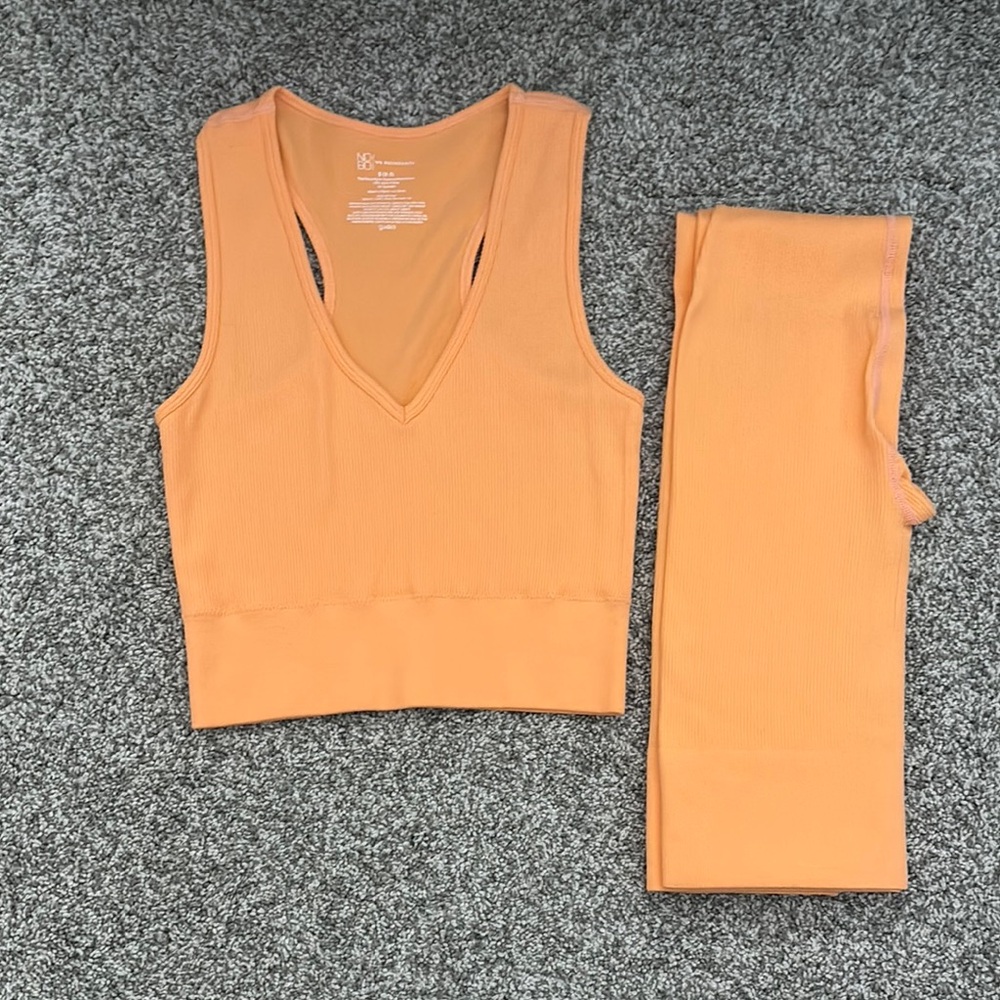 Orange Sleeveless Top and Leggings Set